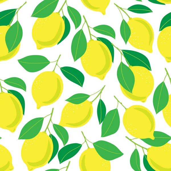 Seamless Pattern Lemon Fruits Leaves Element Design — Stock Vector