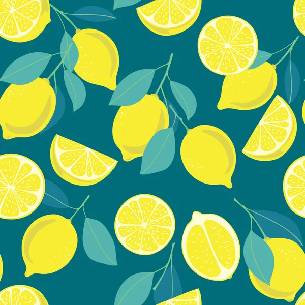 Безшовний Візерунок Лимонними Фруктами Скибочками Листям Елемент Дизайну — Безкоштовне стокове фото