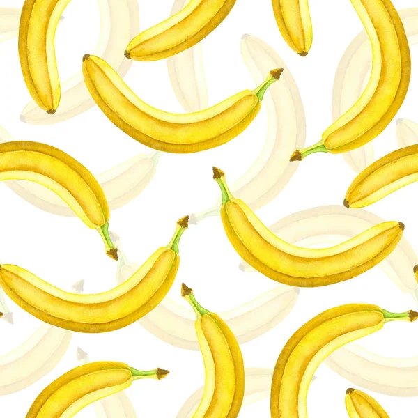 Patrón Acuarela Sin Costuras Con Plátanos Elemento Para Diseño —  Fotos de Stock