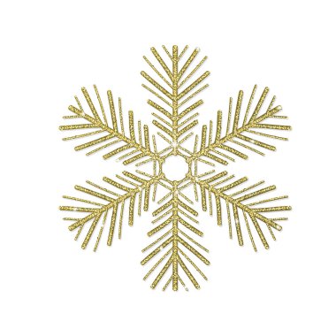 Beyaz zemin üzerine altın glitter kar tanesi. Tasarım öğesi.