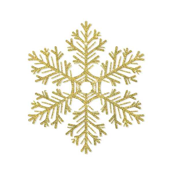 Golden Glitter Snowflake White Background Element Design — Stock Vector