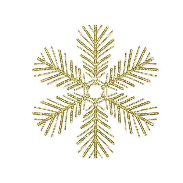 Golden Glitter Snowflake White Background Element Design — Stock Vector