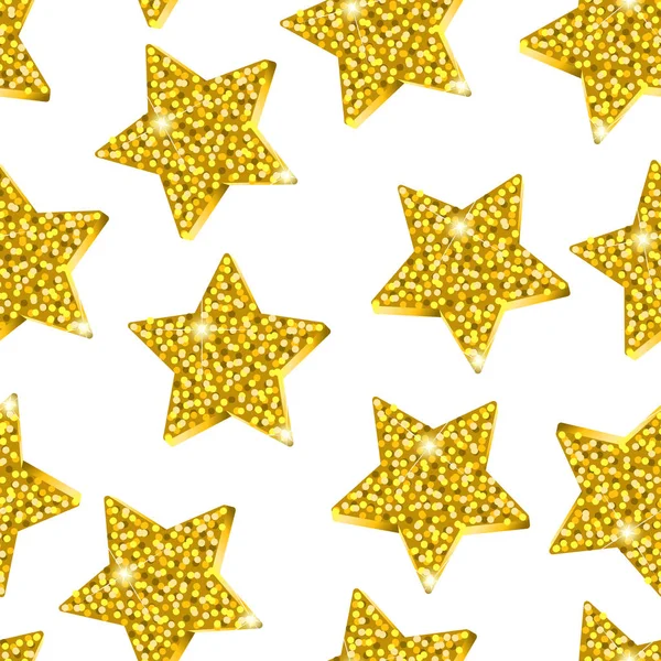 Seamless Christmas Pattern Made Golden Stars Black Background — Stock Vector