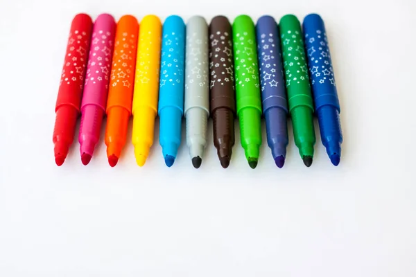 Bright Markers Design Markers White Background Markers Drawing — Stock Photo, Image