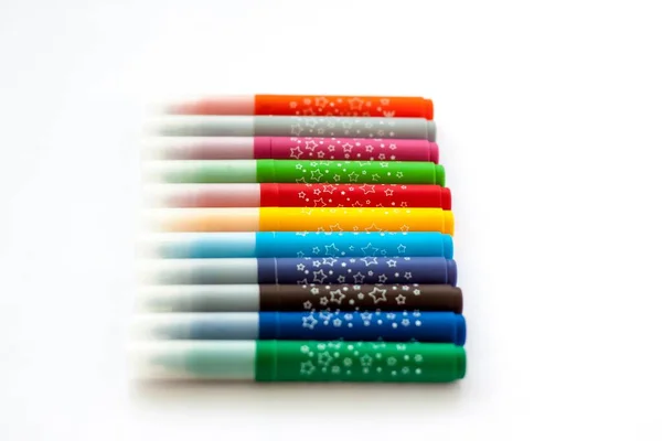 Bright Markers Design Markers White Background Markers Drawing — Stock Photo, Image