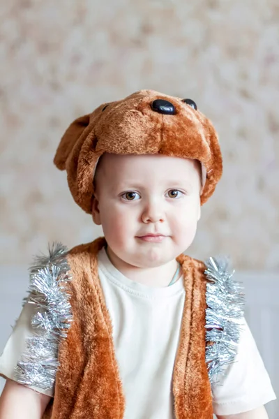 Little Boy Bear Costume Child Carnival Costume Portrait Child — Stock Photo, Image