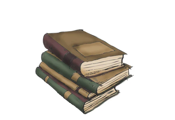 Old Book Stack Books Illustration White Background — Stock Photo, Image