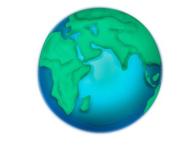 Dünya gezegeni. Beyaz arkaplanda resimler