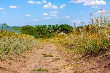 Kırsal kesimde bir yol. Güzel gökyüzü ve yolu olan manzara.
