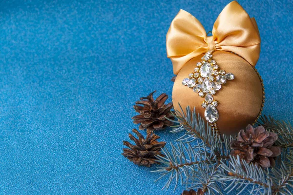 Bola Natal Ouro Strass Para Decoração Árvore Natal Brinquedo Natal — Fotografia de Stock
