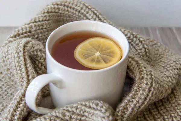 Chá Gengibre Com Limão Temporada Constipações Infecções Fortalecimento Imunidade Uma — Fotografia de Stock