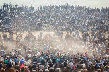 Uzbekistan, Parkent-03.08.2019: Ulak-Kupkari (buzkashi)-traditional horse riding competition in Uzbekistan, Kazakhstan and Kirgizstan
