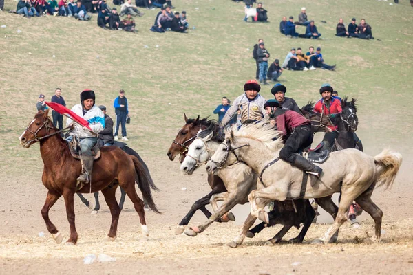 Uzbequistão Parkent 2019 Ulak Kupkari Buzkashi Competição Tradicional Equitação Uzbequistão — Fotografia de Stock