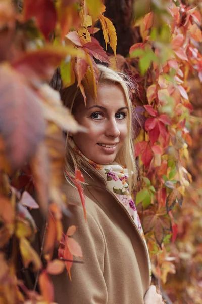 Autentiska Vertikal Som Närbild Unga Kaukasiska Bedårande Blond Kvinna Med — Stockfoto