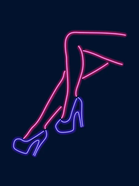 Neon weibliche Beine in Schuhen. — Stockvektor
