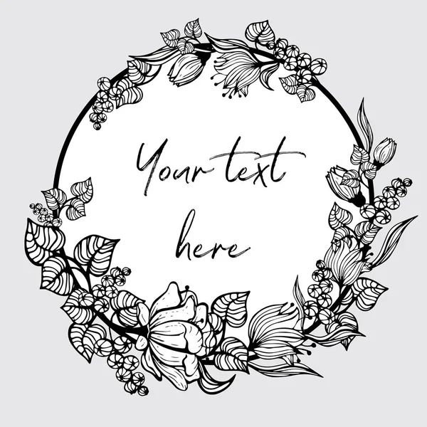 Boyalı çiçekli yuvarlak çerçeve.