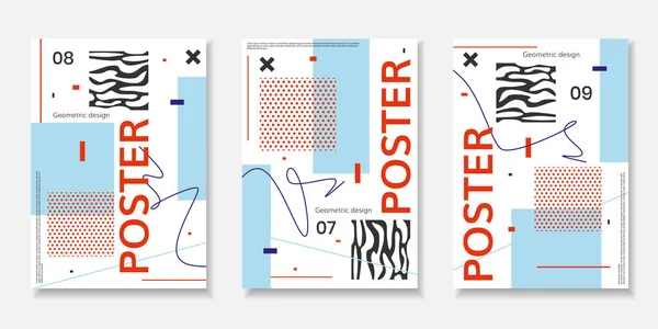 Cover-Vorlagen mit abstrakten Formen, Bauhaus, Memphis und anderen geometrischen Elementen. — Stockvektor