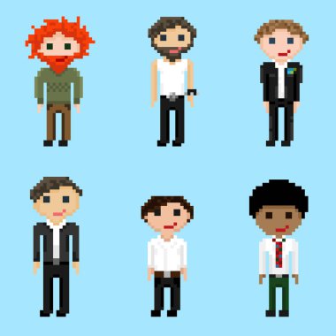 Altı piksel erkek fotoğraf bir dizi