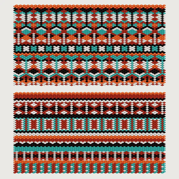 Ethnic patterns on the knitted fabric. Vector stylization — Stock Vector