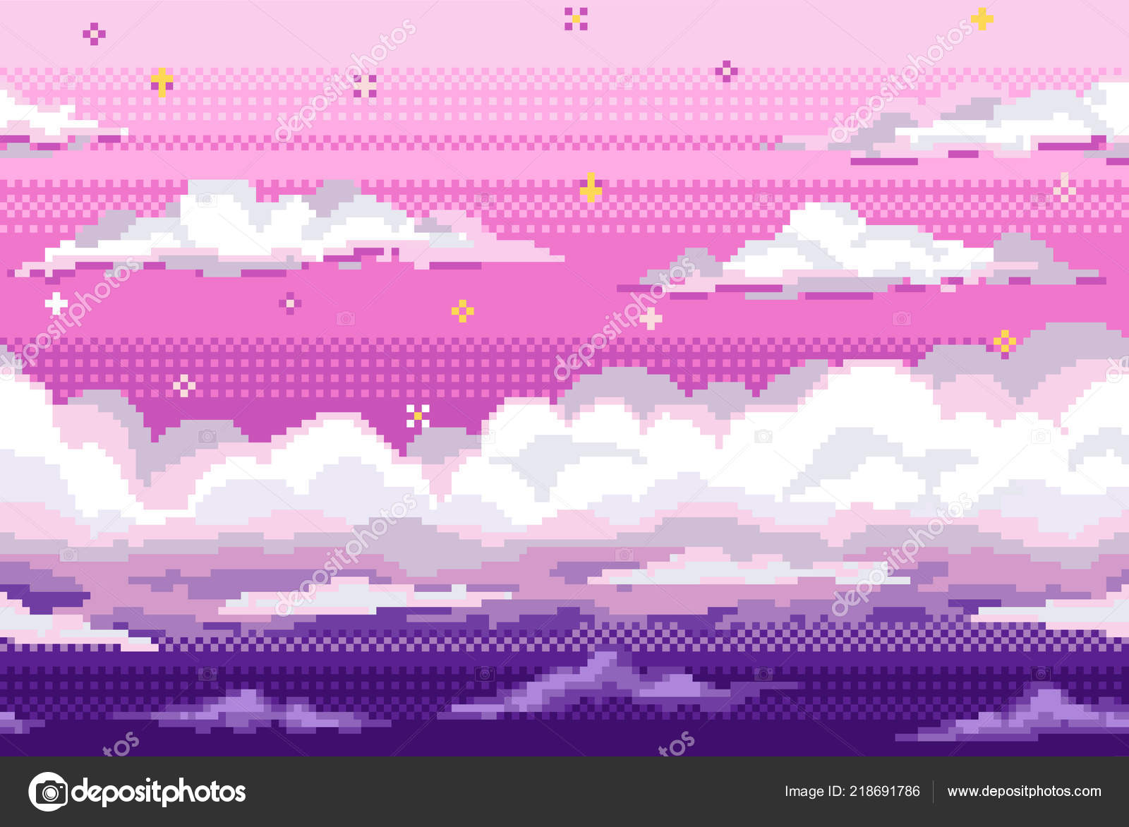 Vector pixel background with evening sky and clouds Stock Vector Image by  ©anna_wizard #218691786