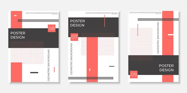 Siyah ve modaya uygun mercan renklerde geometrik öğelerle grubu şablonları kapsar. — Stok Vektör
