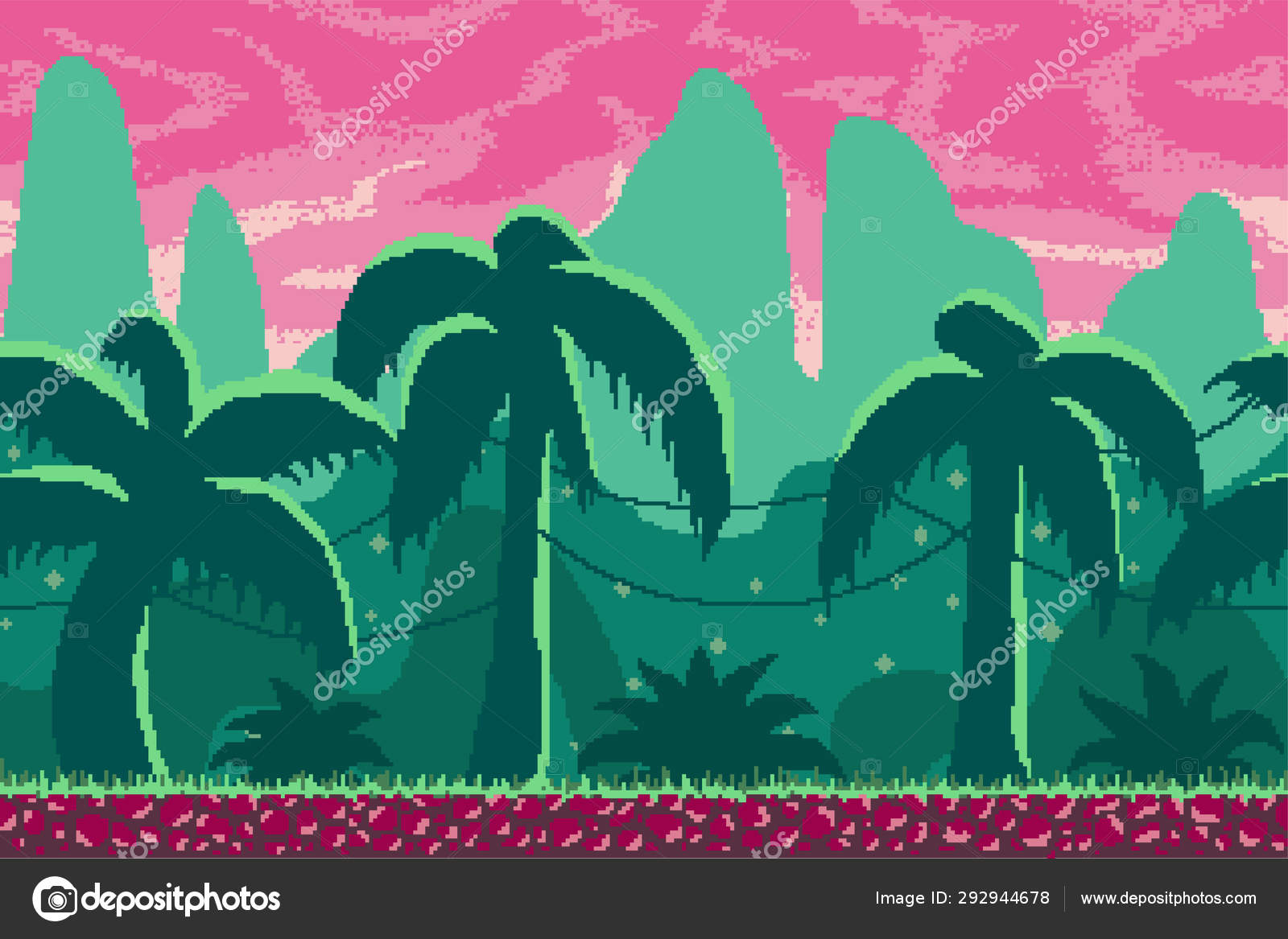 Pixel Art Background For Games And Mobile Applications Vector Image By C Anna Wizard Vector Stock