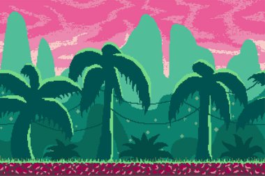 Oyunlar ve mobil uygulamalar için piksel sanat arka planı.