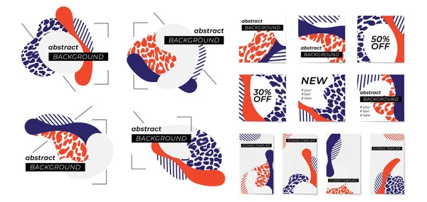 Monochromer Leopardenprinz mit abstrakten Formen und geometrischen Mustern in roten, blauen und weißen Farben. — Stockvektor