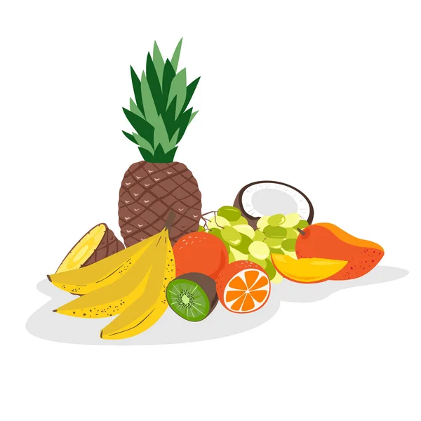 Bright composition of different fruits. — Stock Vector