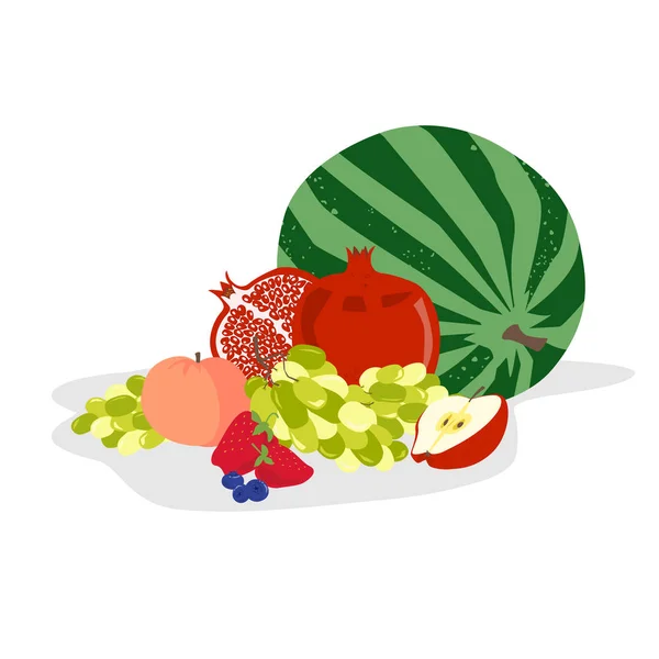 Composición brillante de diferentes frutas . — Vector de stock