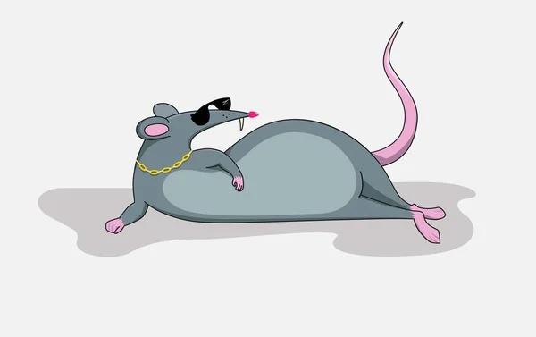 Doodle rat for decorative design. Rat in a relaxed pose. — Stock Vector