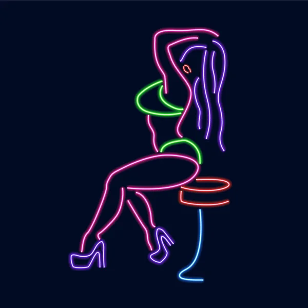 Neon silhouet van meisje. Vector — Stockvector