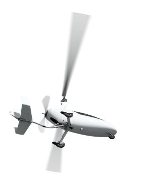 Uçuş dönen pervane ile autogyro. İzole ower beyaz arka plan 
