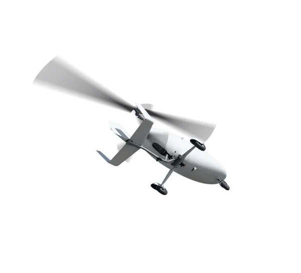 Autogyro Flygning Med Roterande Propellrar Isolerade Ower Vit Bakgrund — Stockfoto