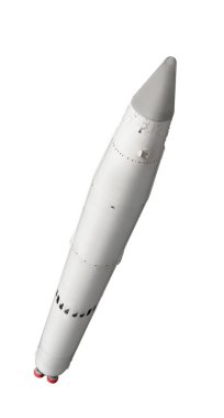 Çok kademeli uzay roketi. Isolited beyaz bir arka plan üzerinde 