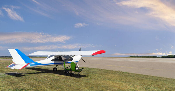 Light aircraft on the airfield 