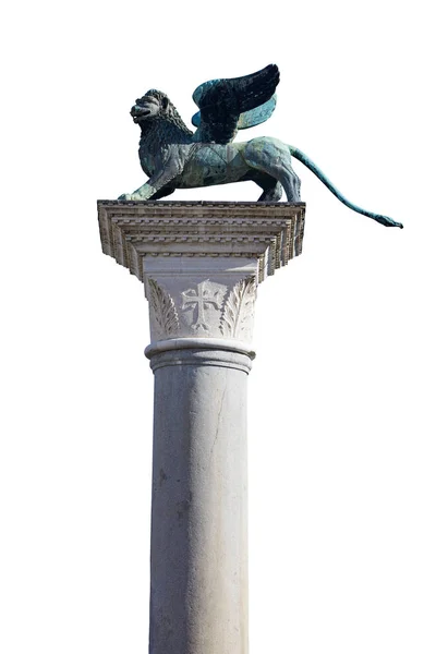 Winged Lion Statue Symbol Venice Isolated White Clipping Path Included — Stock Photo, Image