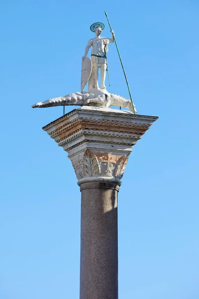 Venice San Todaro Statue Column Sunny Day Italy — Stock Photo, Image