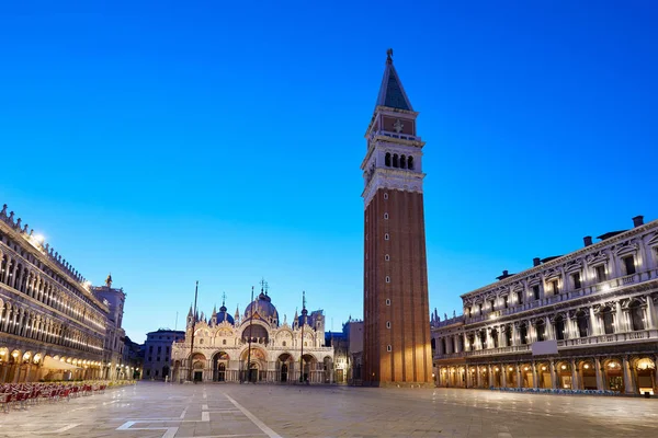 Praça San Marco Iluminado Início Manhã Ninguém Itália — Fotografia de Stock