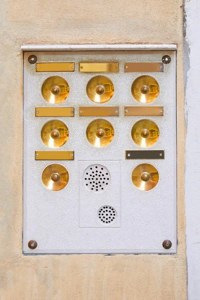 Ancien Interphone Venise Avec Boutons Dorés Plaques Vierges — Photo