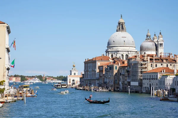 Venecia Basílica Santa María Salud Gran Canal Con Góndola Italia — Foto de Stock