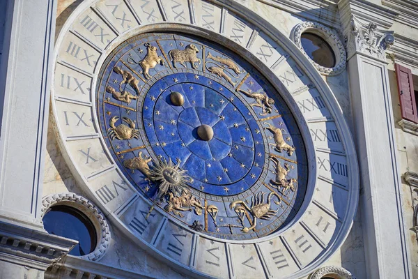 Relógio Astronômico Veneza Com Signos Zodíaco Ouro Mistério Itália — Fotografia de Stock