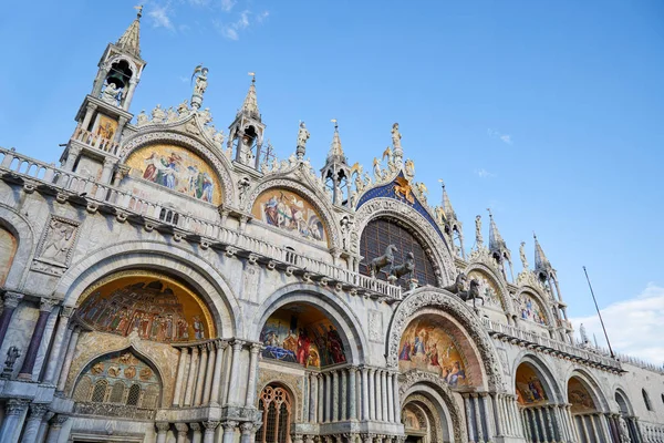 Venice San Marco Basilica Facade Blue Sky Italy — Stock Photo, Image