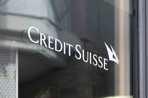 Sankt Moritz Switzerland August 2018 Credit Suisse Swiss Bank Sign — Stock Photo, Image