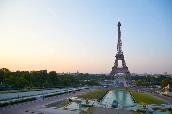 Eiffel Torony Napkeltekor Trocadero Ban Párizsban Látott — Stock Fotó