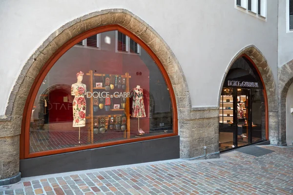 Sankt Moritz Suiza Agosto 2018 Tienda Lujo Dolce Gabbana Soleado — Foto de Stock