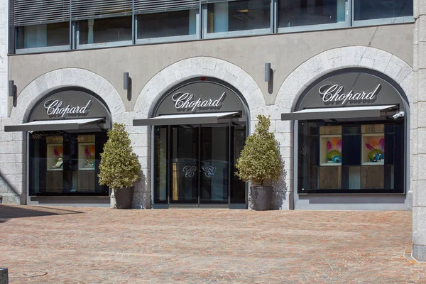 Sankt Moritz Sviçre Ağustos 2018 Chopard Lüks Mücevher Depolamak Güneşli — Stok fotoğraf