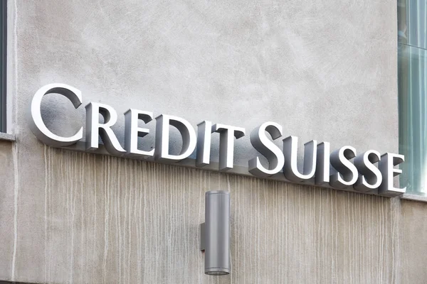 Sankt Moritz Schweiz August 2018 Credit Suisse Schweizer Bank Sign — Stockfoto