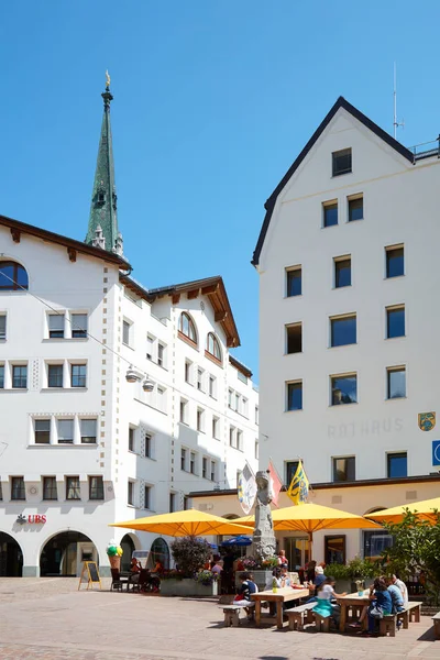 Sankt Moritz Suisse Août 2018 Centre Ville Avec Tables Trottoir — Photo