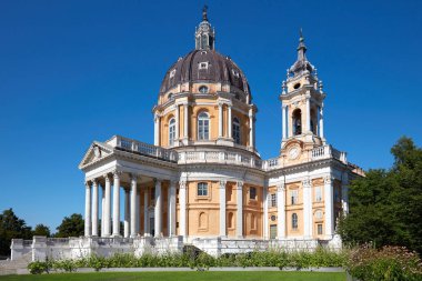 Superga basilica on Turin hills in a sunny summer day, clear blu clipart